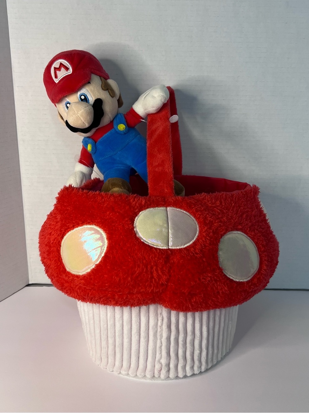Super Mario Mushroom Easter Basket/Halloween Bucket With Plush Mario Gamercore